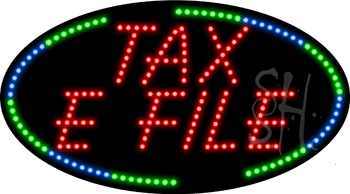 Green and Blue Border Tax E File Animated LED Sign
