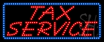 Blue Border Red Tax Service Animated LED Sign