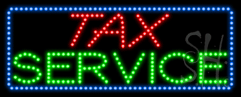 Blue Border Tax Service Animated LED Sign