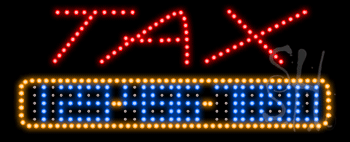 Red Tax Service Animated LED Sign with Phone