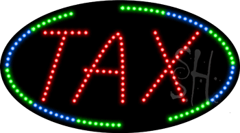 Green and Blue Border Tax Animated LED Sign