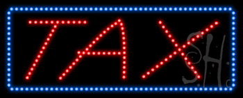 Blue Border Red Tax Animated LED Sign