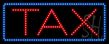 Blue Border Red Tax Animated LED Sign