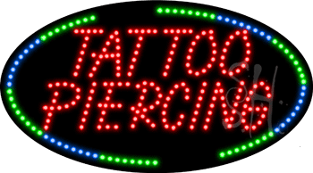 Green and Blue Border Tattoo Piercing Animated LED Sign