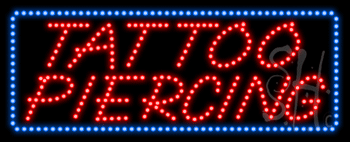 Blue Border Red Tattoo Piercing Animated LED Sign