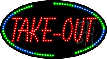 Green and Blue Border Take-Out Animated LED Sign