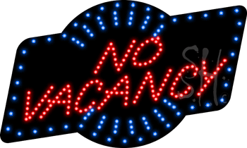 Blue Border Red No Vacancy Animated LED Sign
