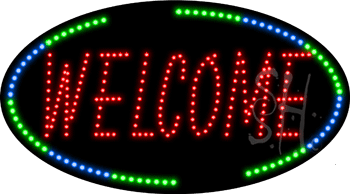 Green and Blue Border Welcome Animated LED Sign