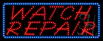 Blue Border Red Watch Repair Animated LED Sign
