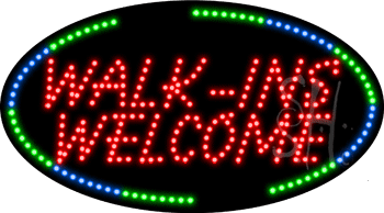 Green and Blue Border Walks-Ins Welcome Animated LED Sign