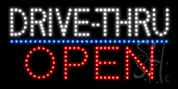 White Drive Thru Open Animated LED Sign