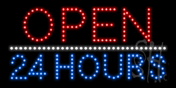 Red Open Blue 24 HRS Animated LED Sign