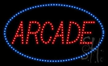 Blue Border Red Arcade LED Sign