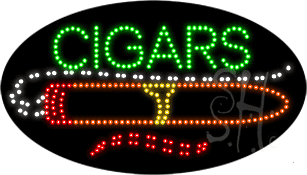 Green CIGARS Animated LED Sign