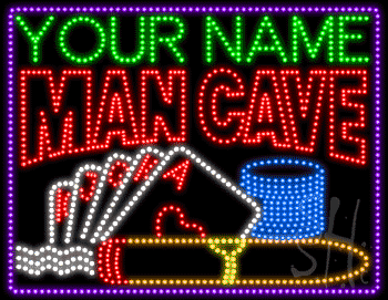 Mancave Cigar n Cards Custom Animated LED Sign