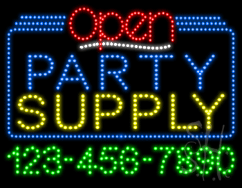 Party Supply Open with Phone Number Animated LED Sign