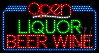 Liquor Beer Wine Open Animated LED Sign