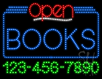Books Open with Phone Number Animated LED Sign