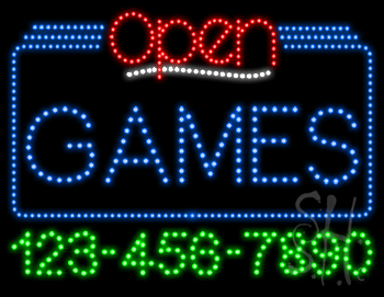 Games Open with Phone Number Animated LED Sign
