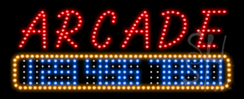 Arcade with Phone Number Animated LED Sign