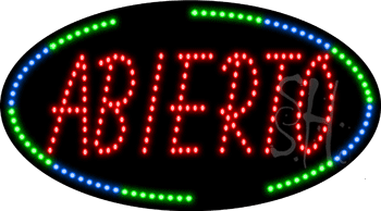 Oval Border Abierto Animated LED Sign