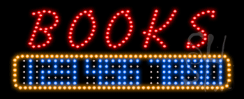 Red Books with Phone Number Animated LED Sign