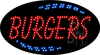 Red Burgers Animated LED Sign