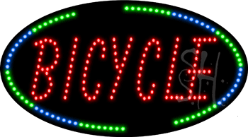Oval Border Bicycle Animated LED Sign