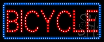 Blue Border Bicycle Animated LED Sign