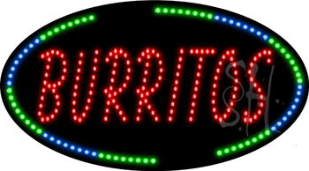 Oval Border Burritos Animated LED Sign