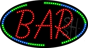 Red Bar with Oval Border Animated LED Sign