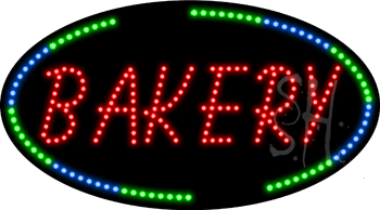 Oval Border Bakery Animated LED Sign