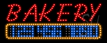 Bakery with Phone Number Animated LED Sign