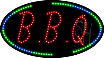 Oval Border BBQ Animated LED Sign