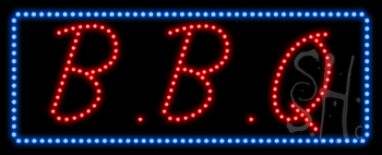 Blue Border BBQ Animated LED Sign