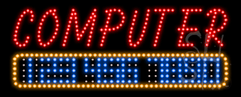 Computer with Phone Number Animated LED Sign