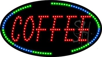 Oval Border Coffee Animated LED Sign
