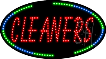 Oval Border Cleaners Animated LED Sign