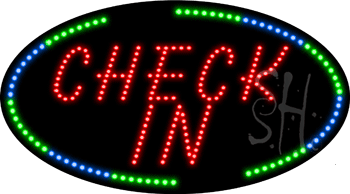 Oval Border Check In Animated LED Sign