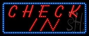 Blue Border Check In Animated LED Sign