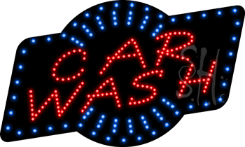 Red Car Wash Animated LED Sign