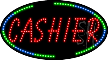 Oval Border Cashier Animated LED Sign