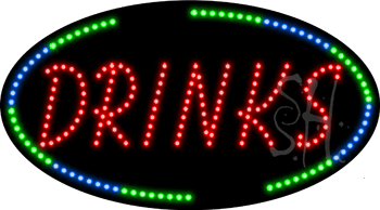 Oval Border Drinks Animated LED Sign