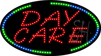 Oval Border Day Care Animated LED Sign