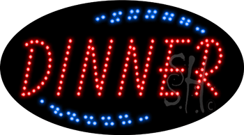 Red Dinner Animated LED Sign
