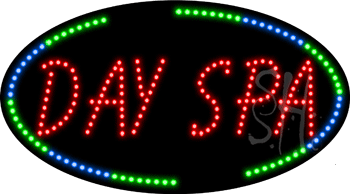 Oval Border Day Spa Animated LED Sign