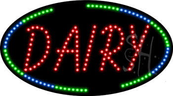 Oval Border Dairy Animated LED Sign