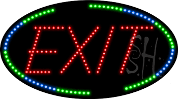 Oval Border Exit Animated LED Sign