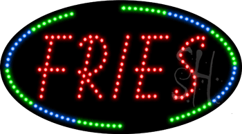 Oval Border Fries Animated LED Sign