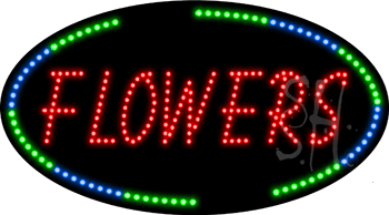 Oval Border Flowers Animated LED Sign